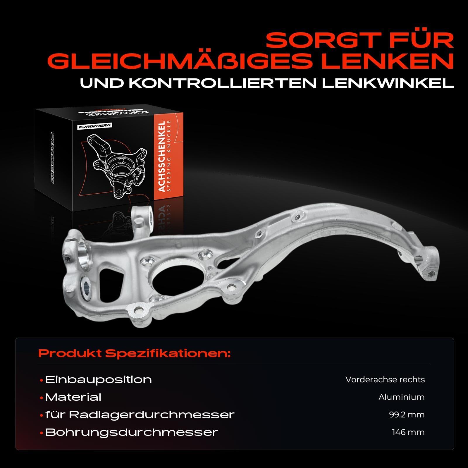 Frankberg Achsschenkel Vorderachse Rechts Kompatibel mit A4 8W2 8WC 2015-Heute A4 Avant 8W5 8WD 2015-Heute A5 Cabriolet F57 F5E 2016-Heute A5 Sportback F5A F5F 2016-Heute