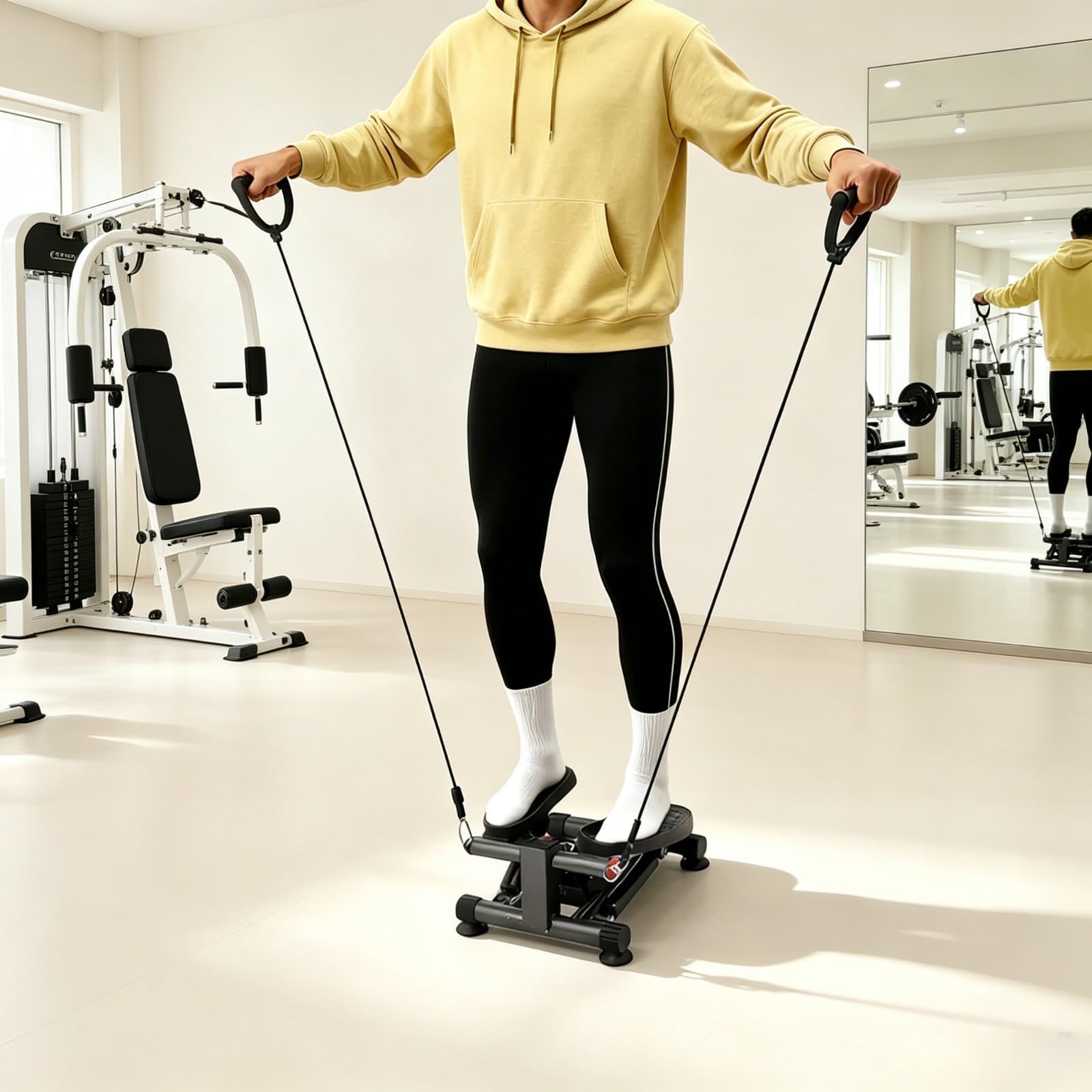 Twist Stepper Home Mini Stepper con bandas de resistencia, pantalla LCD