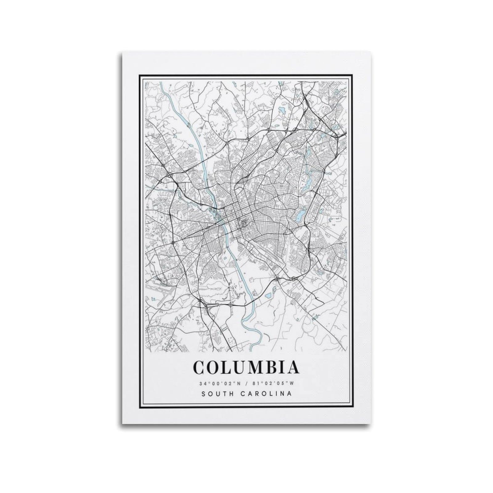 xiaoxiaoshen Columbia South Carolina Map Canvas Poster Wall Art Prints Room Aesthetic Murals Bedroom And Living Decorations 20x30inch(50x75cm)