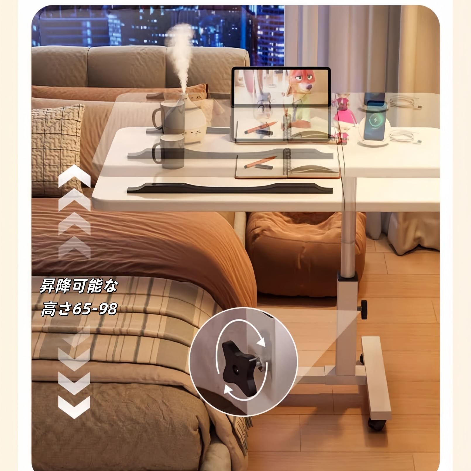Amazon | BrownPup 昇降デスク レバー式 ガス圧 テーブル 幅50cm 奥行