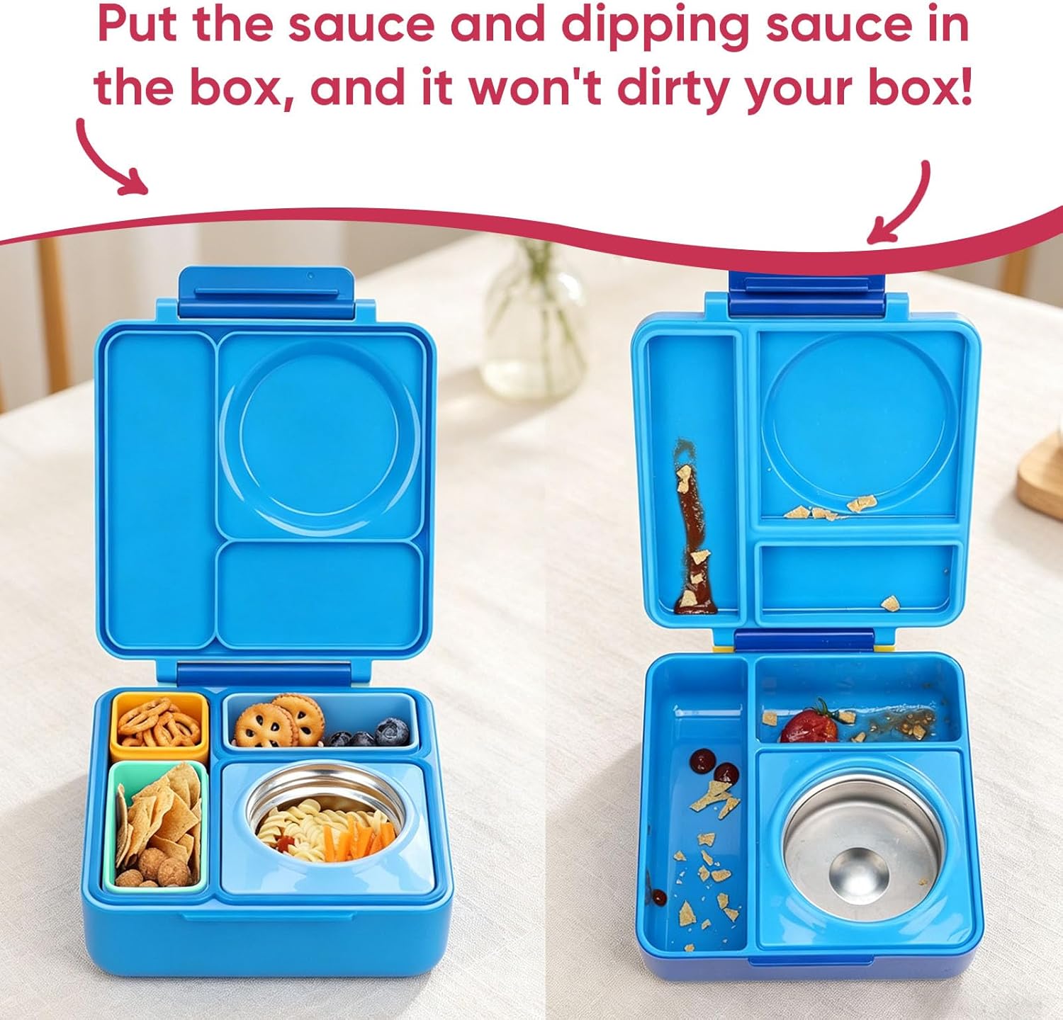 6 Pack Silicone Lunch Box Divider Compatible with OmieBox – Leakproof Dip Containers, Reusable Soft Silicone Snack Containers for crackers,nuts,Salad Dressing & Snacks On the Go