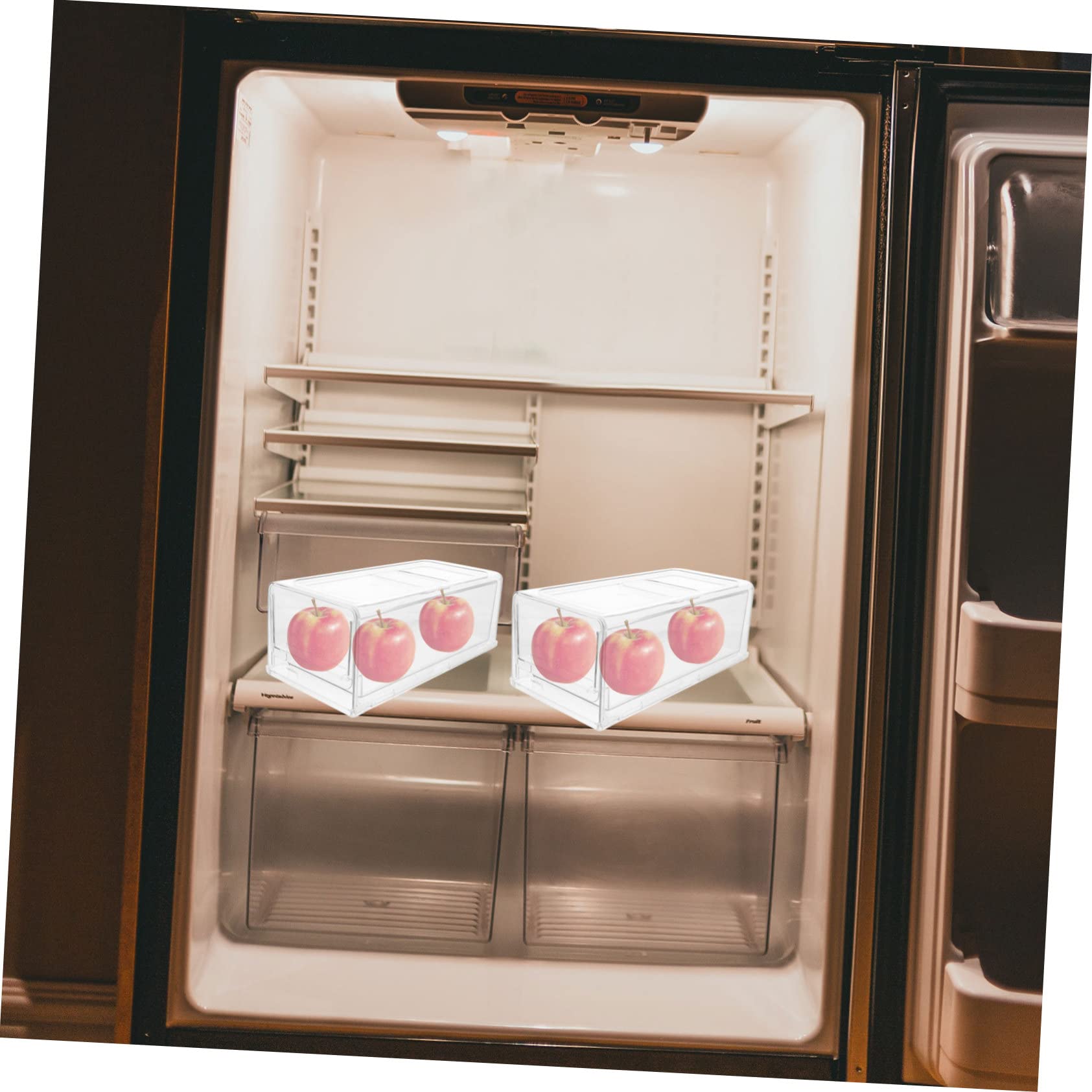 POPETPOP Organizer Frigorifero Impilabile con Cassetto Trasparente Contenitore Stoccaggio per Alimenti Scatola Immagazzinaggio per Frigorifero Design e