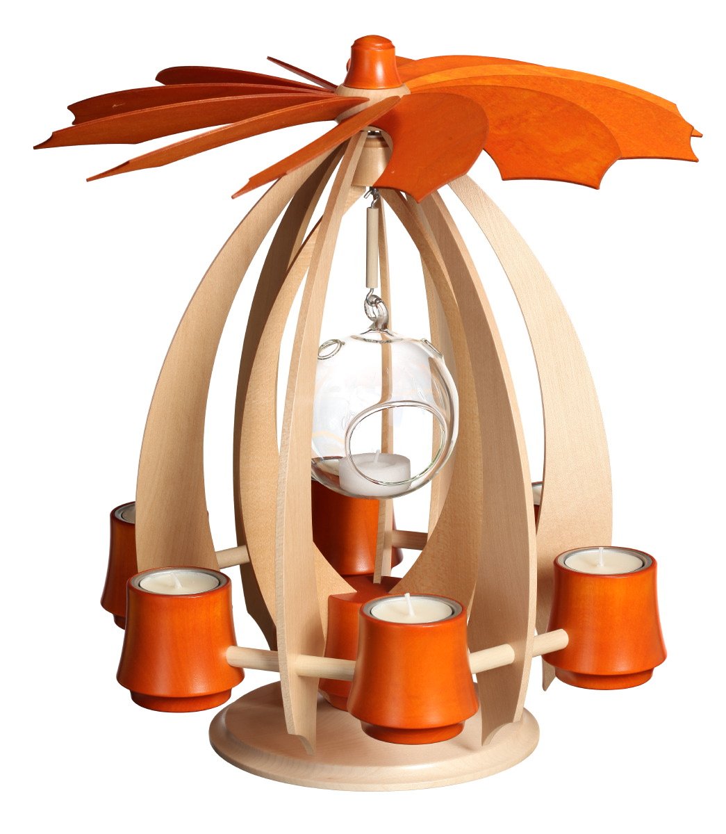 Pyramide accrochante en bois orange pour illuminer vos soirées d'hiver