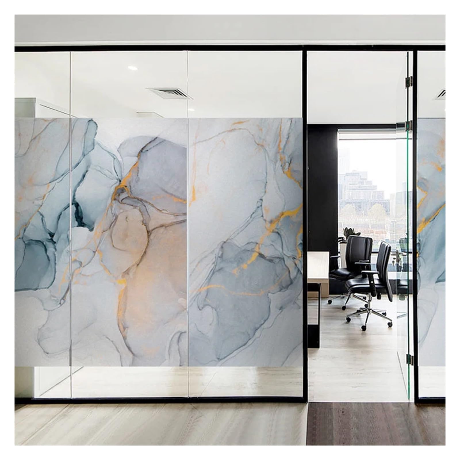 Película de ventana esmerilada de vinilo no adhesiva | Puerta de ducha multicolor for oficina en casa de varios tamaños: mármol de vidriera esmerilada(Colour-c,60x120cm)