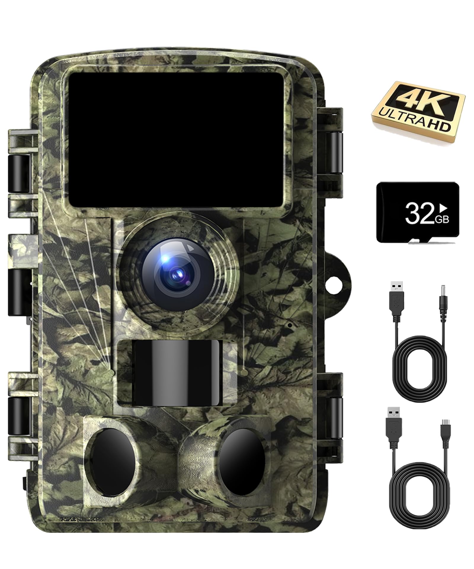 Dargahou Trail Camera - 4K 48MP Game Camera with Night Vision, 0.05s Trigger Motion Activated Camera, IP66 Waterproof, 130 Wide-Angle No Glow Infrared LEDs for Outdoor Wildlife