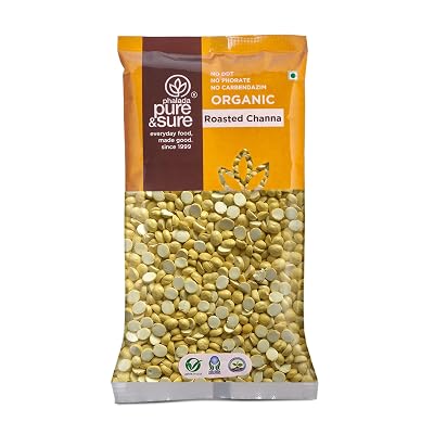 Pure & Sure Organic Roasted Chana Dal 500gm | 100% Bhuna Chana, Natural & Vegan | Gluten Free | Rich in Protein & Energy