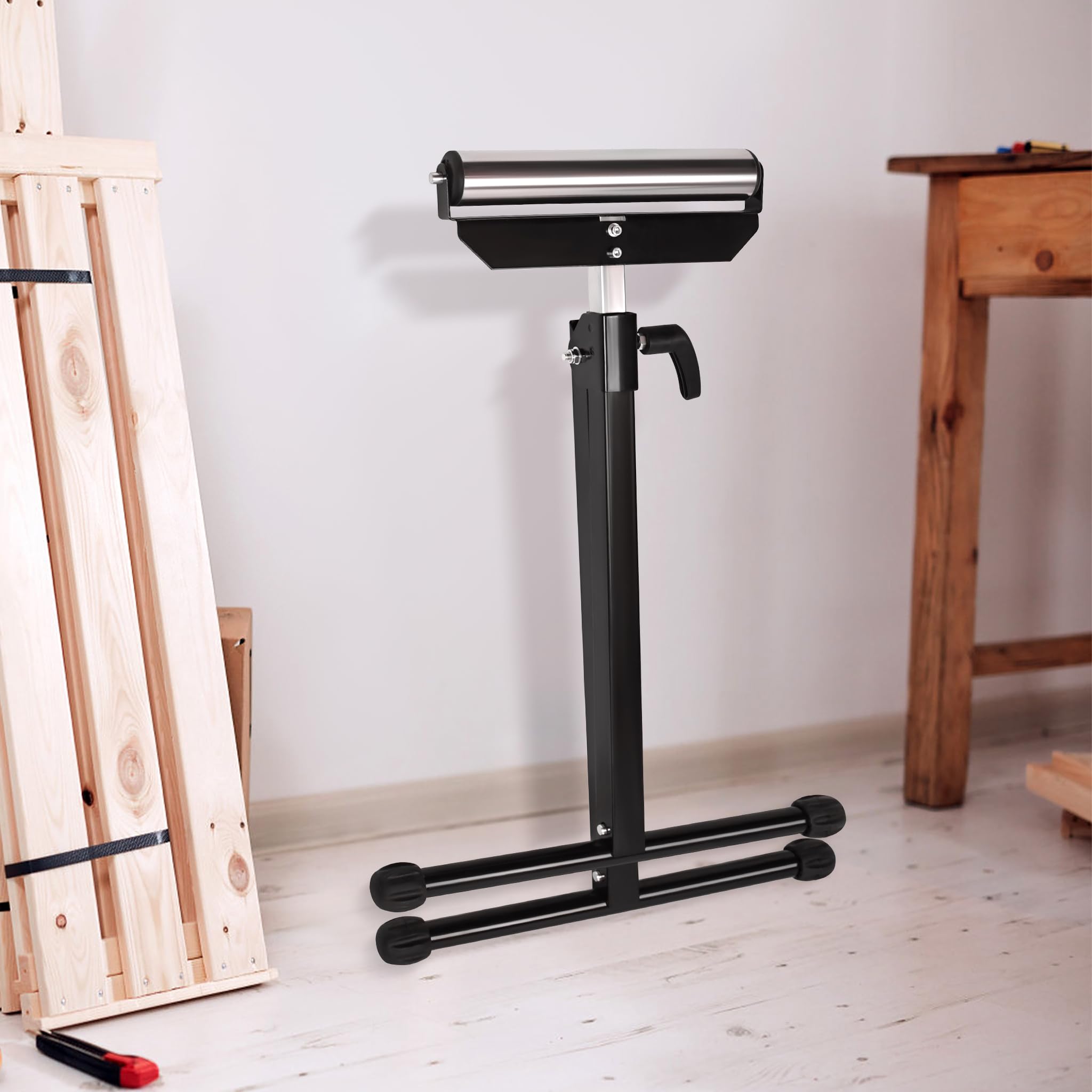 Lot de 2 tréteaux à roulettes réglables en hauteur de 68 à 107 cm avec pieds antidérapants, tréteau de support jusqu'à 60 kg