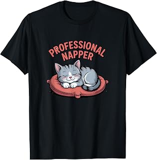 Nap Naps Napping Sleep Sleeping Professional Napper Cat T-Shirt