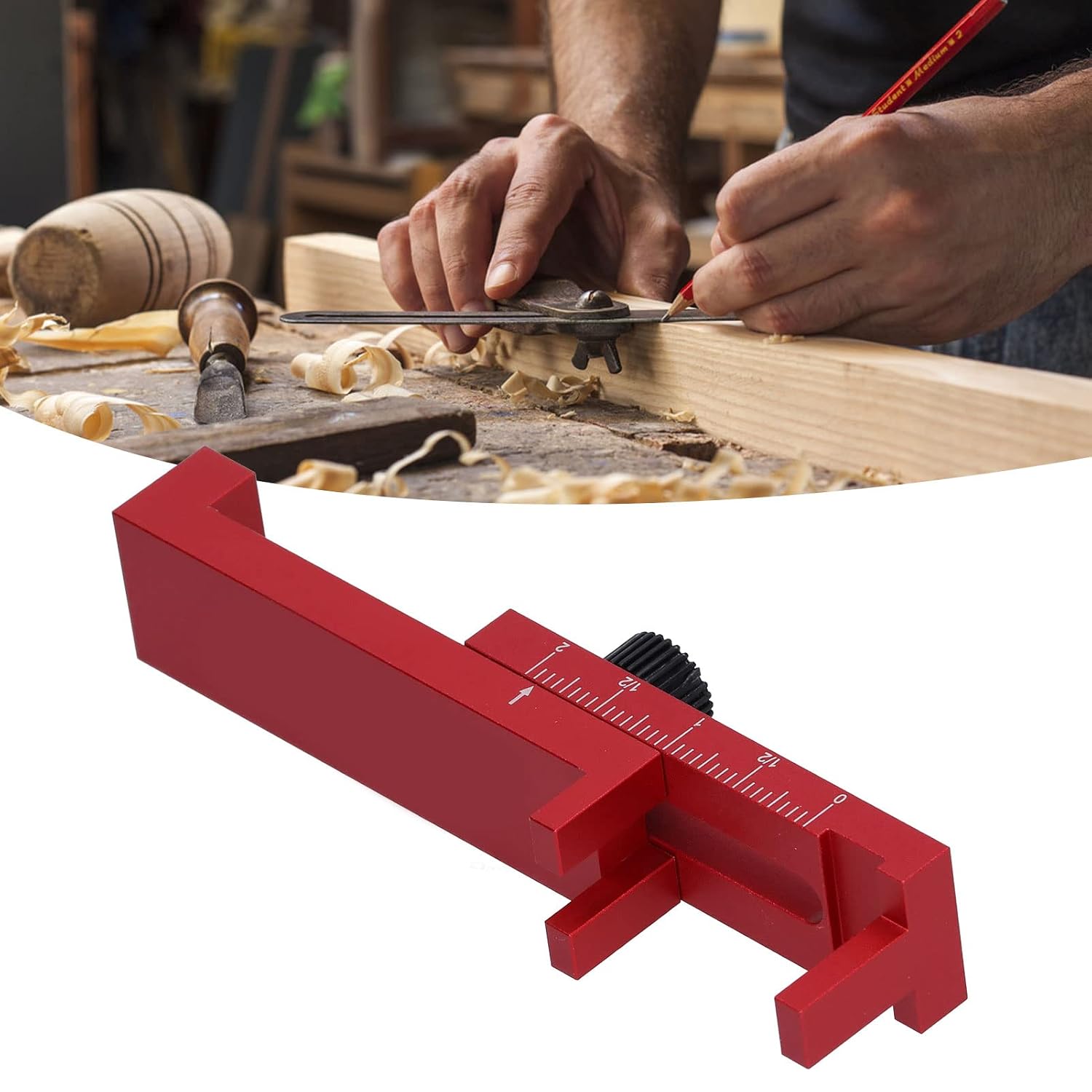Professional Saw Gap Regulator Engraved Scale High Precision Woodworking Measuring Tool for Carpentry Aluminum Alloy Red 5 48mm