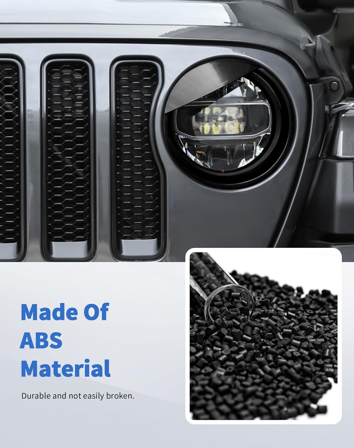 Angry Eyes Front Headlight Trim Cover Frame for 2018-2024 Jeep Wrangler JL/Gladiator JT Front Headlamp Ring Decor (Fit for Sahara/Rubicon/High Altitude/392/Overland/Mojave)