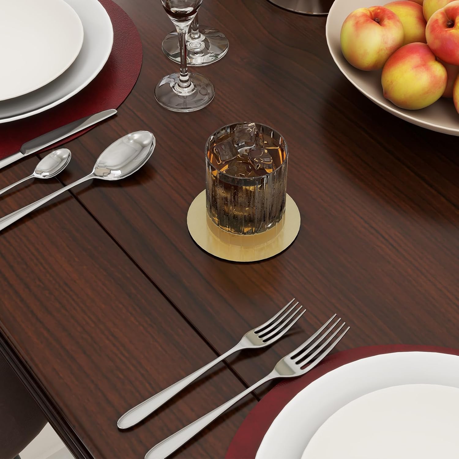 Stainless Steel Coasters Set of 24, 4 Inches Gold Mirror Coasters, Non Slip Eva Base Round Modern Coaster for Drinks Coffee Table Glass Mug Cup Teacup