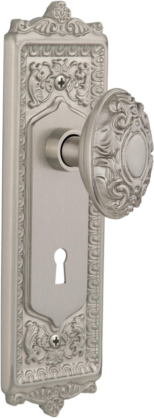 Nostalgic Warehouse Egg & Dart Plate with Keyhole Single Dummy Victorian Door Knob in Timeless Bronze