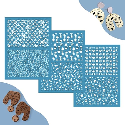 Miniatura 1 de MMDOCO 3 plantillas de pantalla de seda para gatos y cachorros para arcilla polimérica 63 x 47 pulgadas para hacer joyas de arcilla polimérica