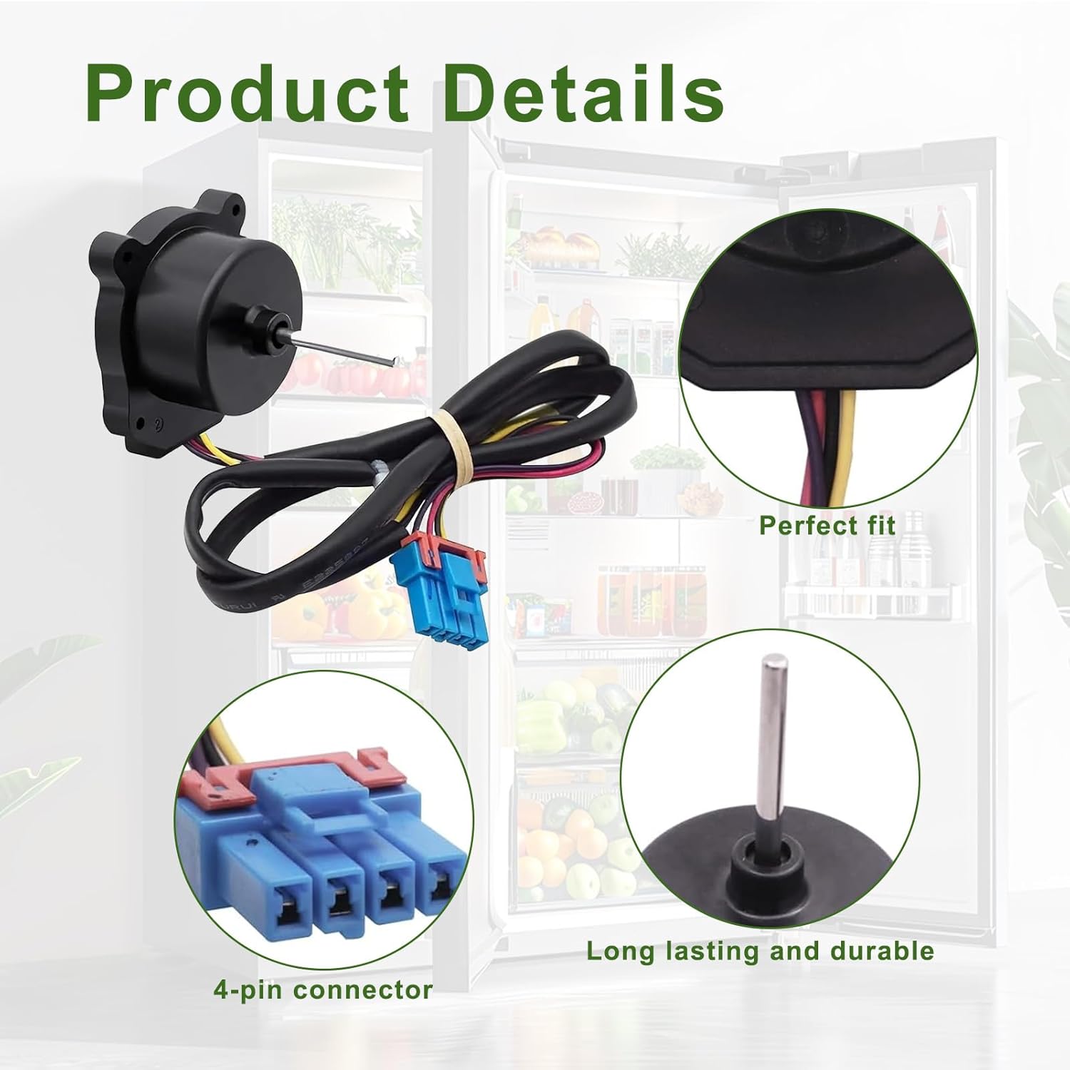 EAU65058502 Refrigerator Condenser Fan Motor Fit for LG LRMDS3006S LMWS27626S LFXS26596S LFXS28968S Freezer Replace EAU65058501 AP7178309 PS16662422 EAP16662422 Evapoartor Fan Motor