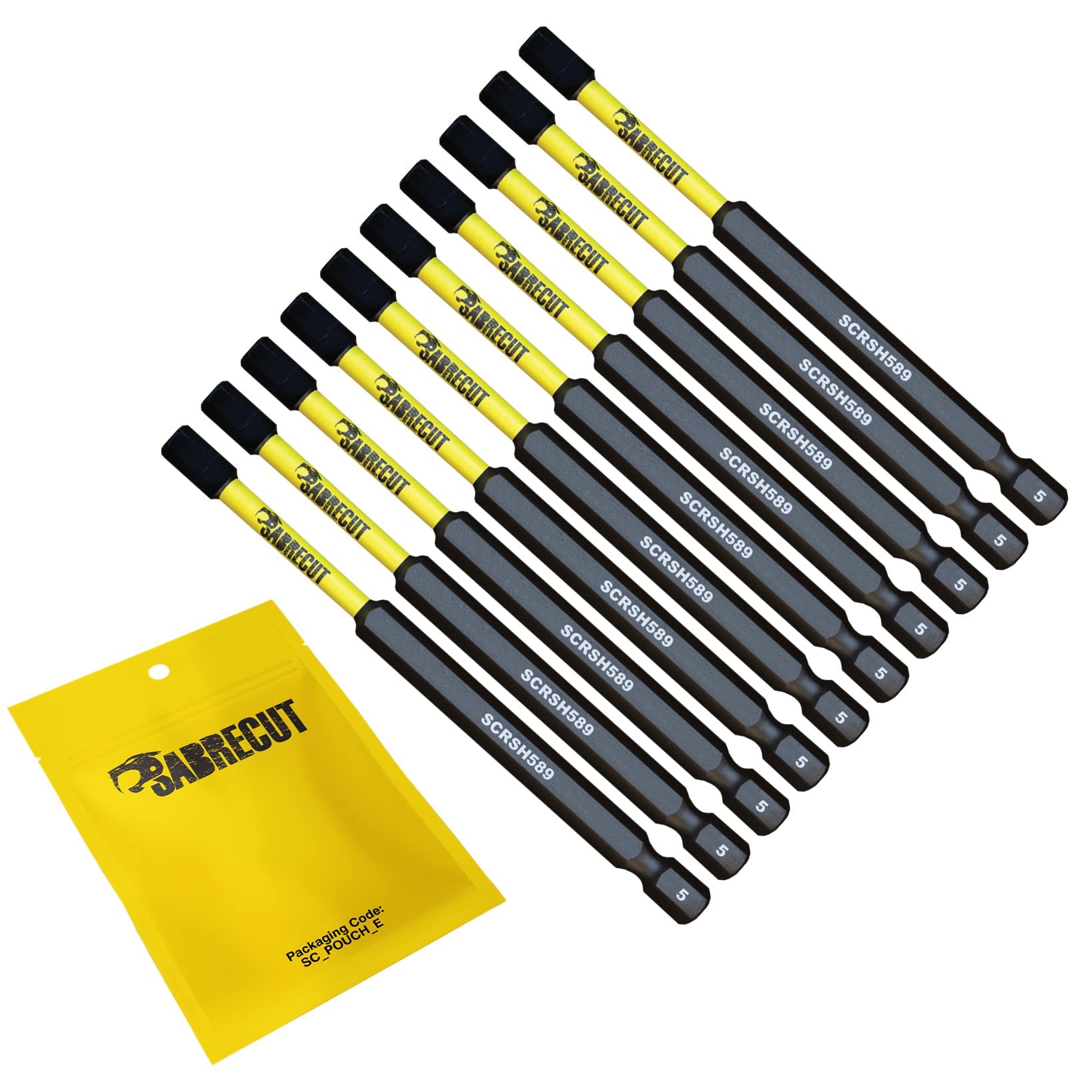 Sabrecut 10 X Scrh589_10 89Mm H5 Hex Magnetic Impact Screwdriver Driver Bits Set Single Ended Heavy Duty