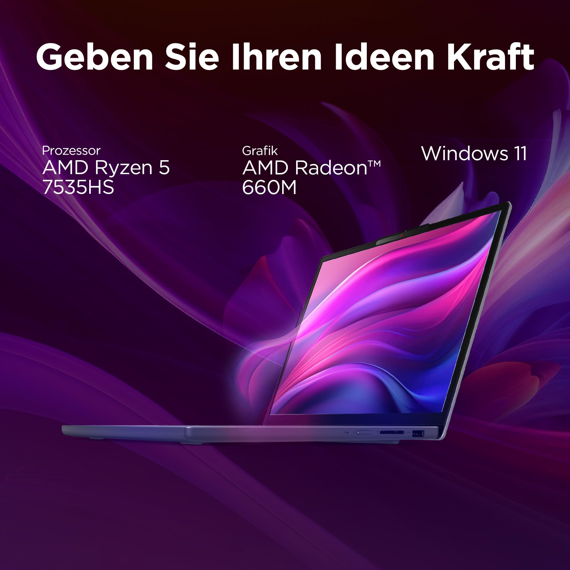 Lenovo IdeaPad Slim 3 Laptop 16" WUXGA AMD Ryzen 5 7535HS 24GB RAM 1TB SSD Radeon 660M Windows 11 QWERTZ Cosmic Blue