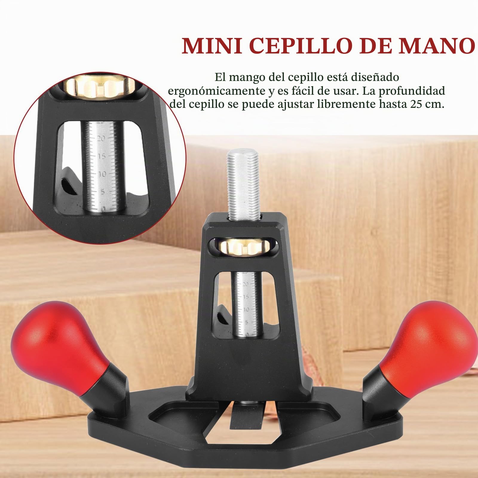 Cepillo Carpintero Manual,Cepillo De Borde De Mano Ajustable, Avión De Madera De Mano Pequeña Cepilladora De Madera para Carpintería,Recortar,Cepillar, Alisar Superficies
