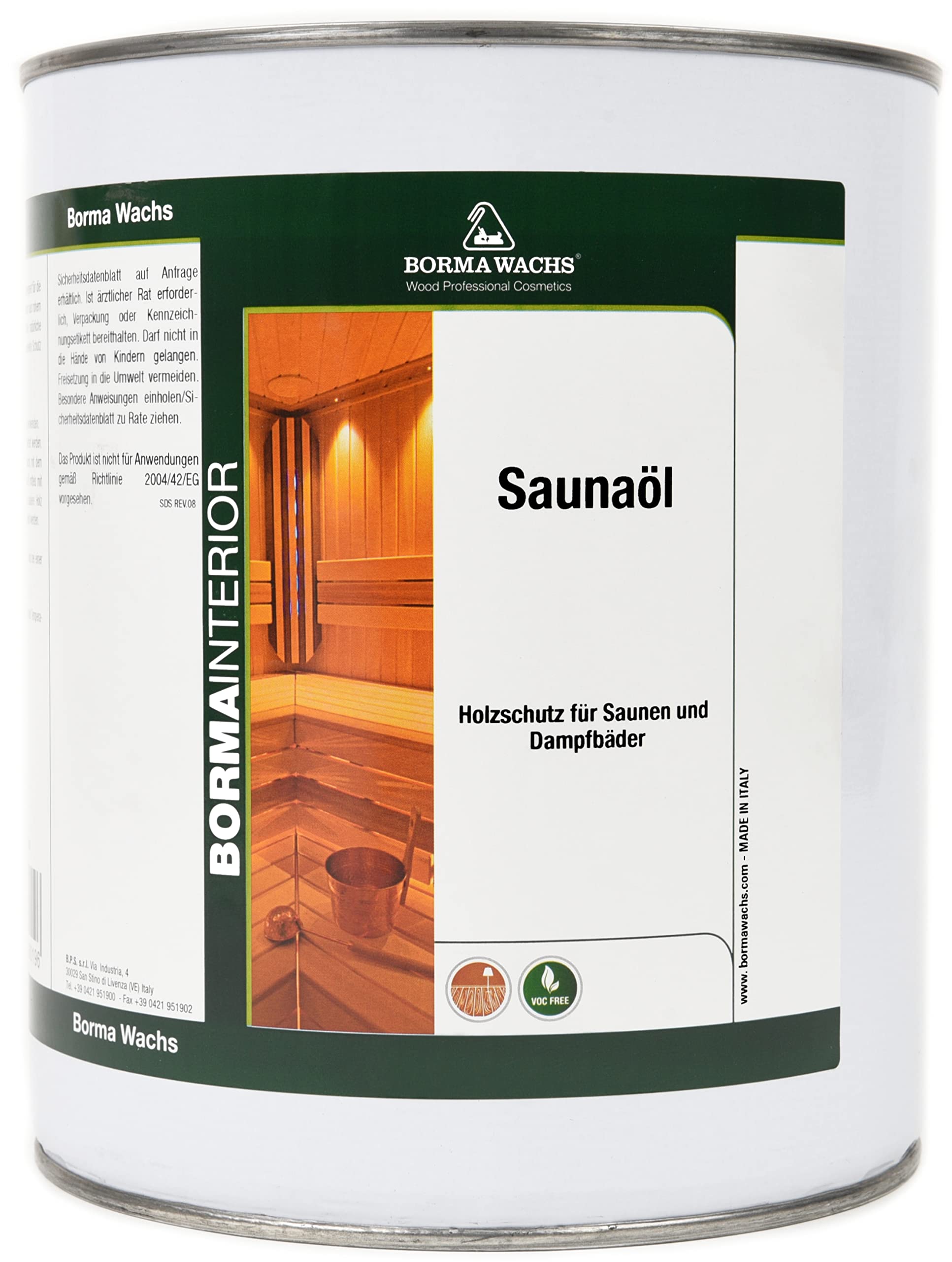 Aceite para saunas resalta la veta y el color natural de la madera y es un magnífico protector contra la humedad. - 5 litros -