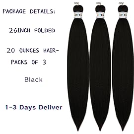 Black Braiding Hair Pre stretched Natural Yaki 1b Ez Braid Braiding Hair