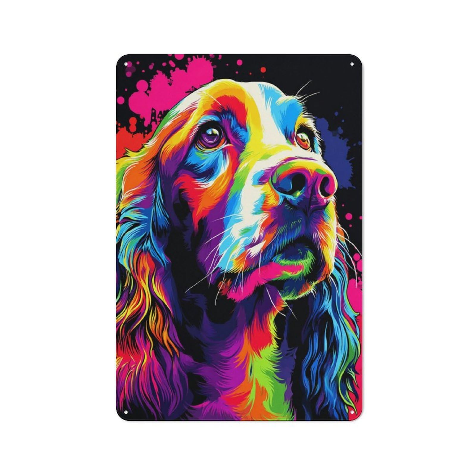 Junmoney Colorful Abstract Dog Portrait -3 Metal Wall Art Sign 30X20cm, Vintage Vintage Wall Decor For Lounge, Study, Pub Or Wall Gallery