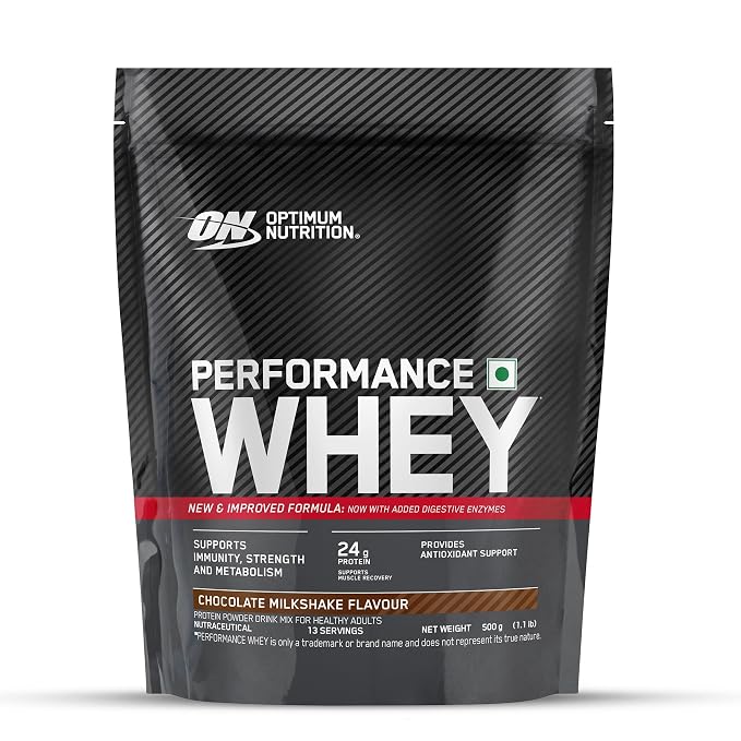 Optimum Nutrition (ON) Performance Whey Protein Powder, 24g Protein,0.5Kg (Choco