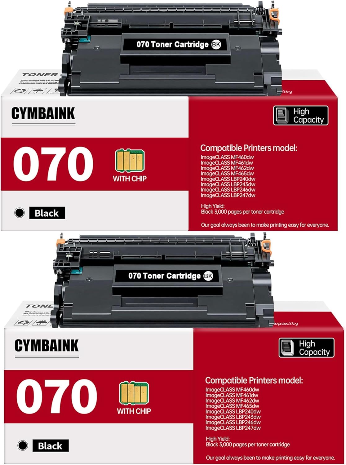 070 Toner Cartridge 070 Black Toner Cartridge Compatible Replacement for Canon 070 imageCLASS MF465dw MF462dw LBP247dw LBP247dw Printer-2Pack