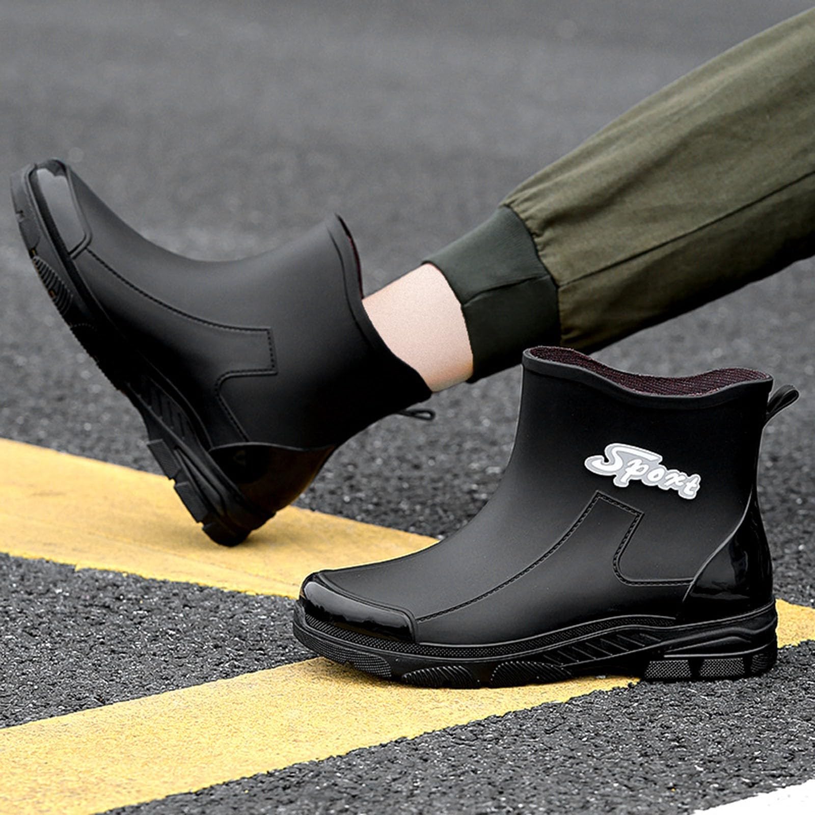Botas de lluvia para hombre, botas de lluvia cortas, botas de goma, botas de goma para exteriores, botas de lluvia, botines impermeables, botas antideslizantes de jardín, botas de tobillo