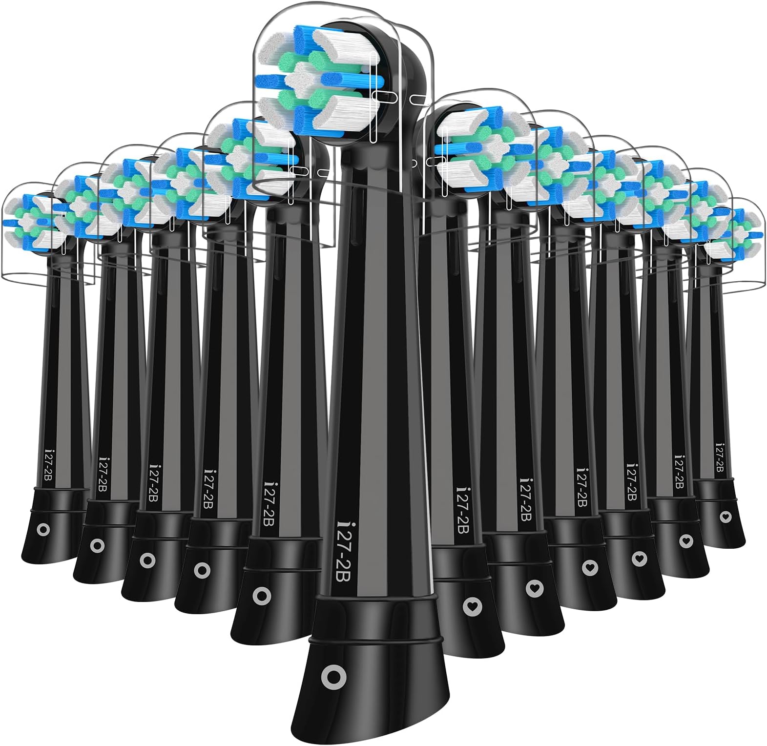 12 Pcs IO Toothbrush Heads with Medium Bristle Compatible with Oral B IO, Replacement Heads Compatible with Oral B IO 2/3/4/5/6/7/8/9/10/Deep Clean Series Electric Toothbrushes (Black)