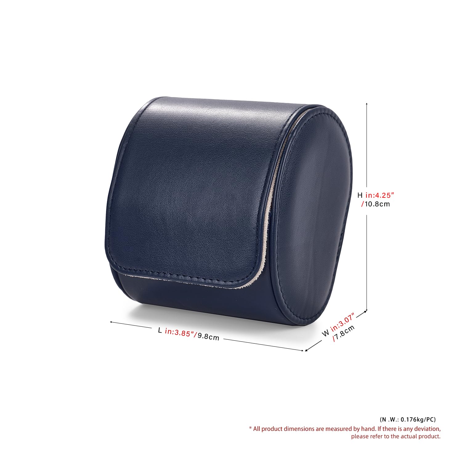 Elegante Cofanetto Porta Orologi Blu Navy, Custodia Singola per Orologio con Cuscino Rimovibile, Organizer Compatto da Viaggio.