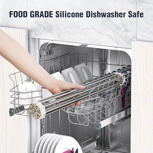 Miniatura 7 de Tomorotec Escurridor de platos enrollable de 17.7 x 15.5 pulgadas, para colocar sobre el fregadero, para fregadero de cocina, accesorios multiusos,