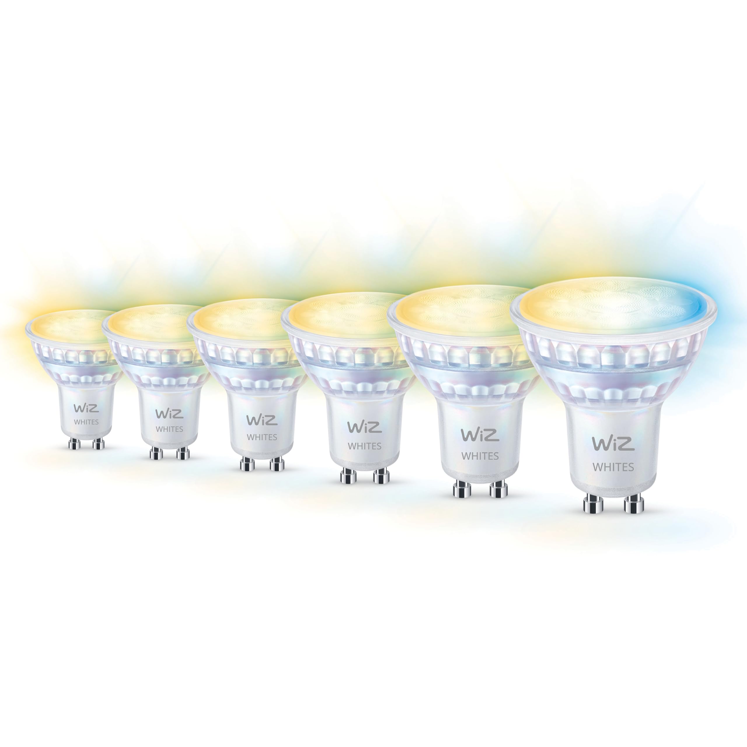 WiZ Vorteilspaket - GU10 - mit 6 Spots - 50W - 400lm - Warm bis Kaltweißes Licht - Smarte LED Beleuchtung - Funktioniert mit Apple HomeKit, Alexa und Google Home - Tunable White