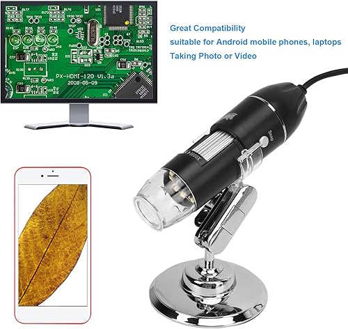 Miniatura 2 de Microscopio digital de mano 1600X de aumento, microscopios digitales portátiles de mano de laboratorio con luz LED USB, cámara de microscopio para