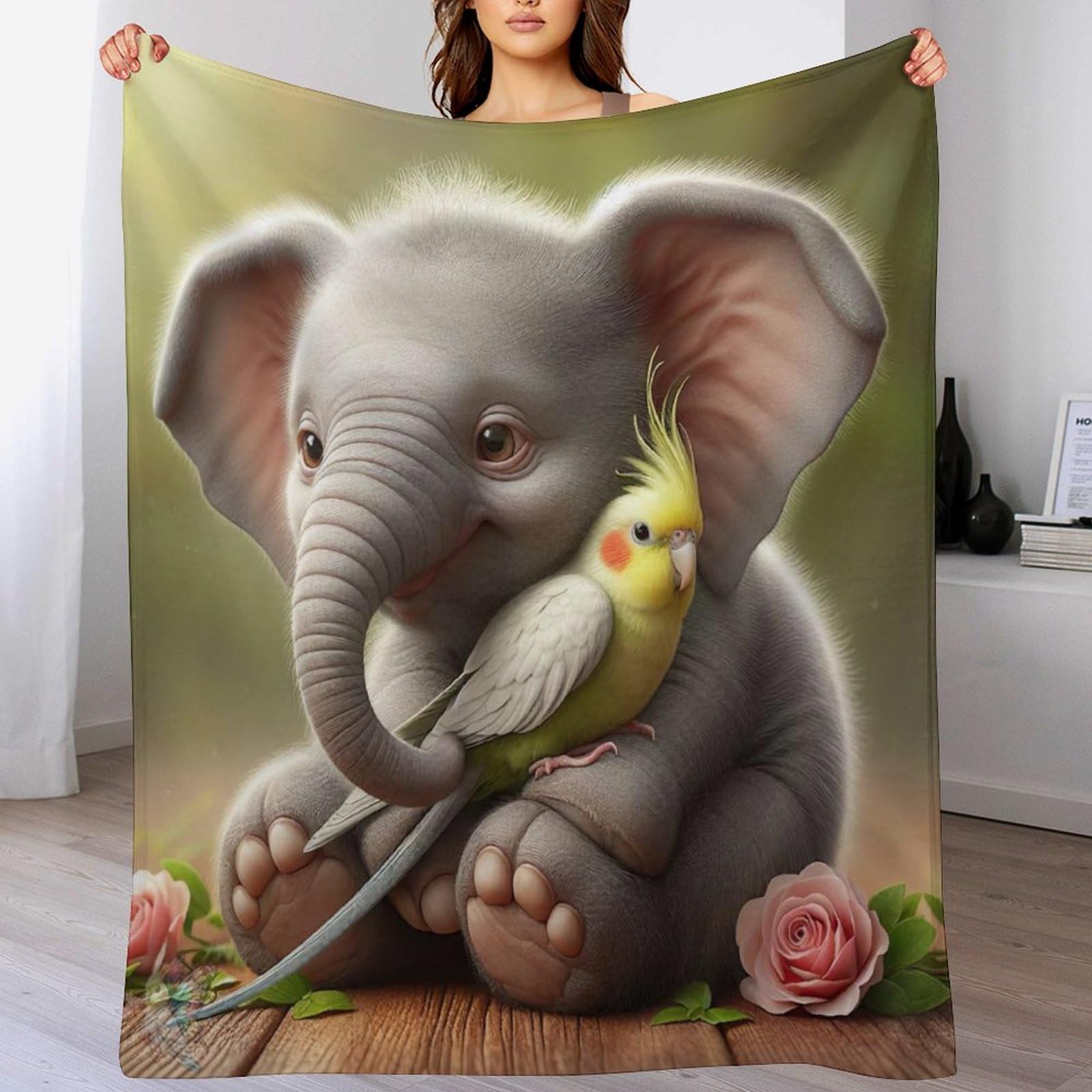 Couverture éléphant flanelle contre le froid plaid doux lit canapé 130x180