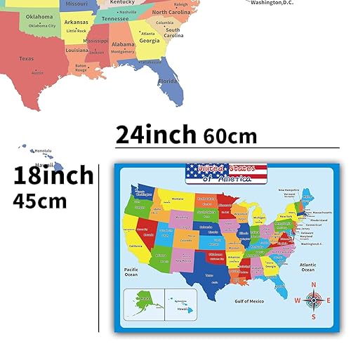 Miniatura 2 de Estados Unidos Estados Unidos Mapa de pared Capitales estatales Ciudades Límites estatales e internacionales Ríos principales Lagos Cronología