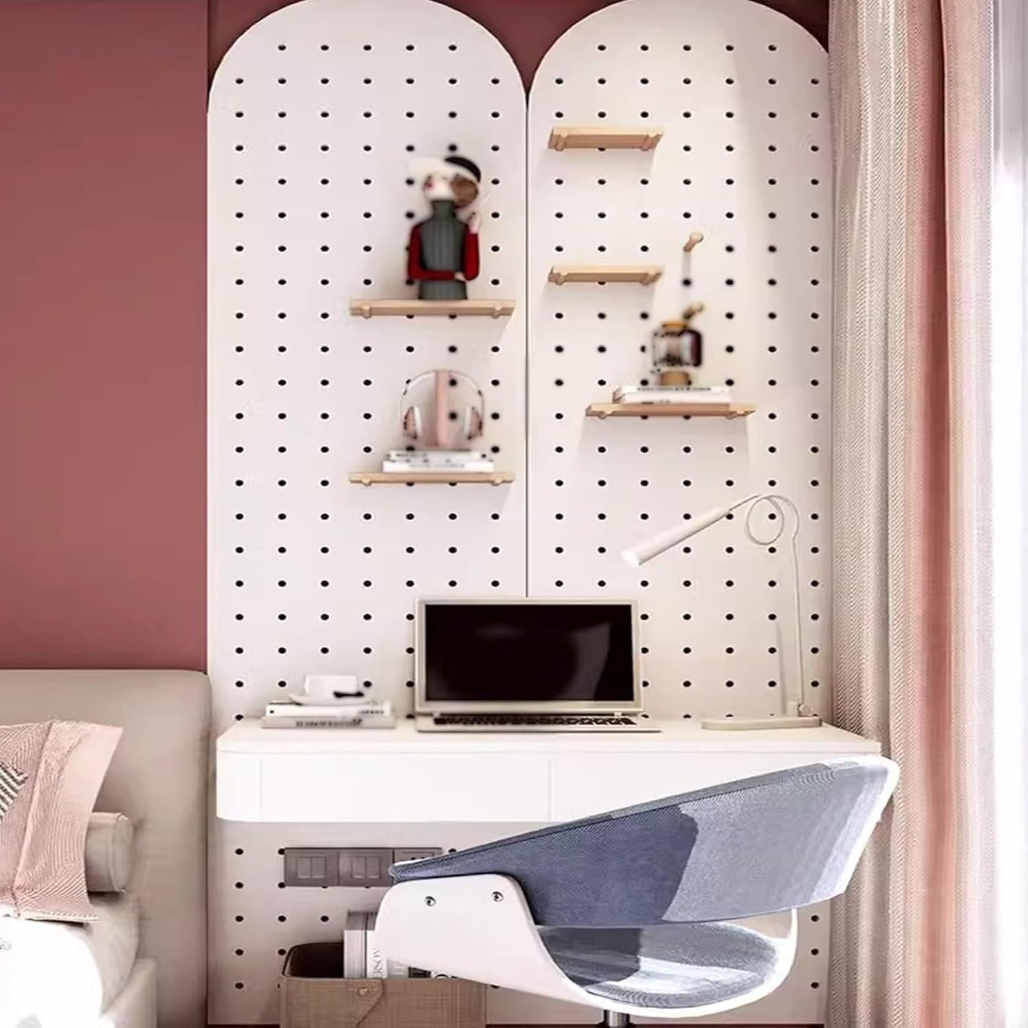 Stecktafel, modulares Raster-Organizer-Set, Wandhalterung, DIY, Stecktafel, Wohnzimmer, Ornamente, Trennwand für Werkbank, Geschäft (weiß, 40 x 80 cm)
