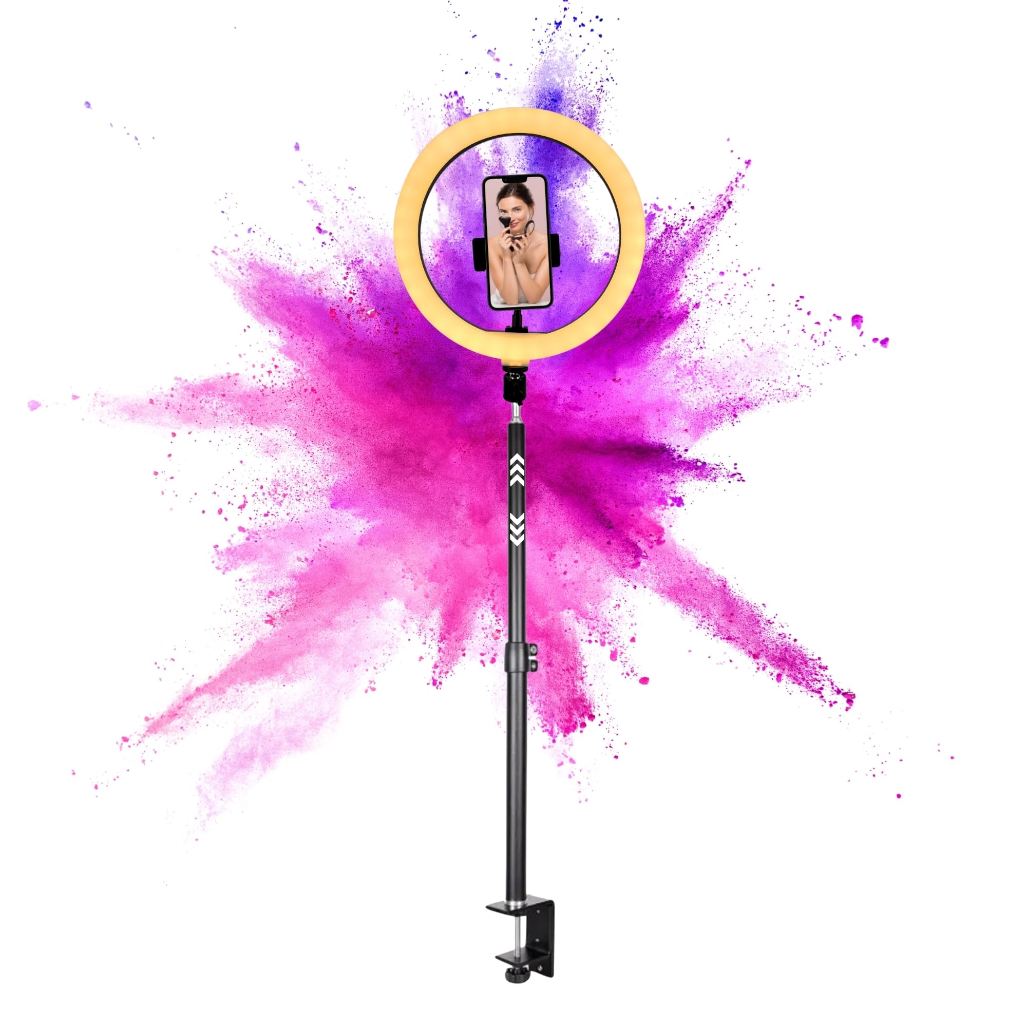 TronicXL Luce ad anello con treppiedi da tavolo anello leggero supporto per cellulare compatibile con iPhone smartphone supporto luce per YouTube Video Stream TikTok foto video supporto da tavolo