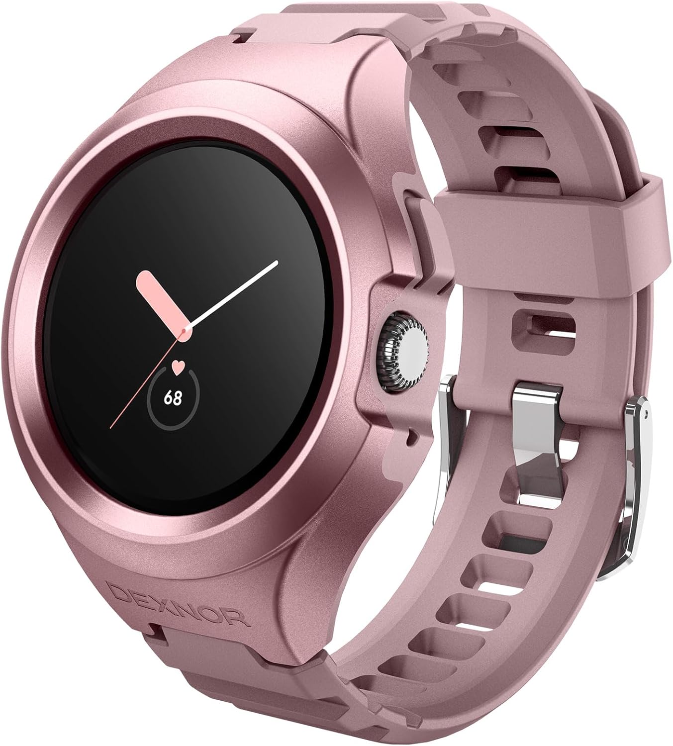 Dexnor Case for Google Pixel Watch Band, [Built in Adjustable Band & Raised Bezel] [41mm] Rugged Shockproof Sport Band for Pixel Watch 41mm (2022), Peony Pink
