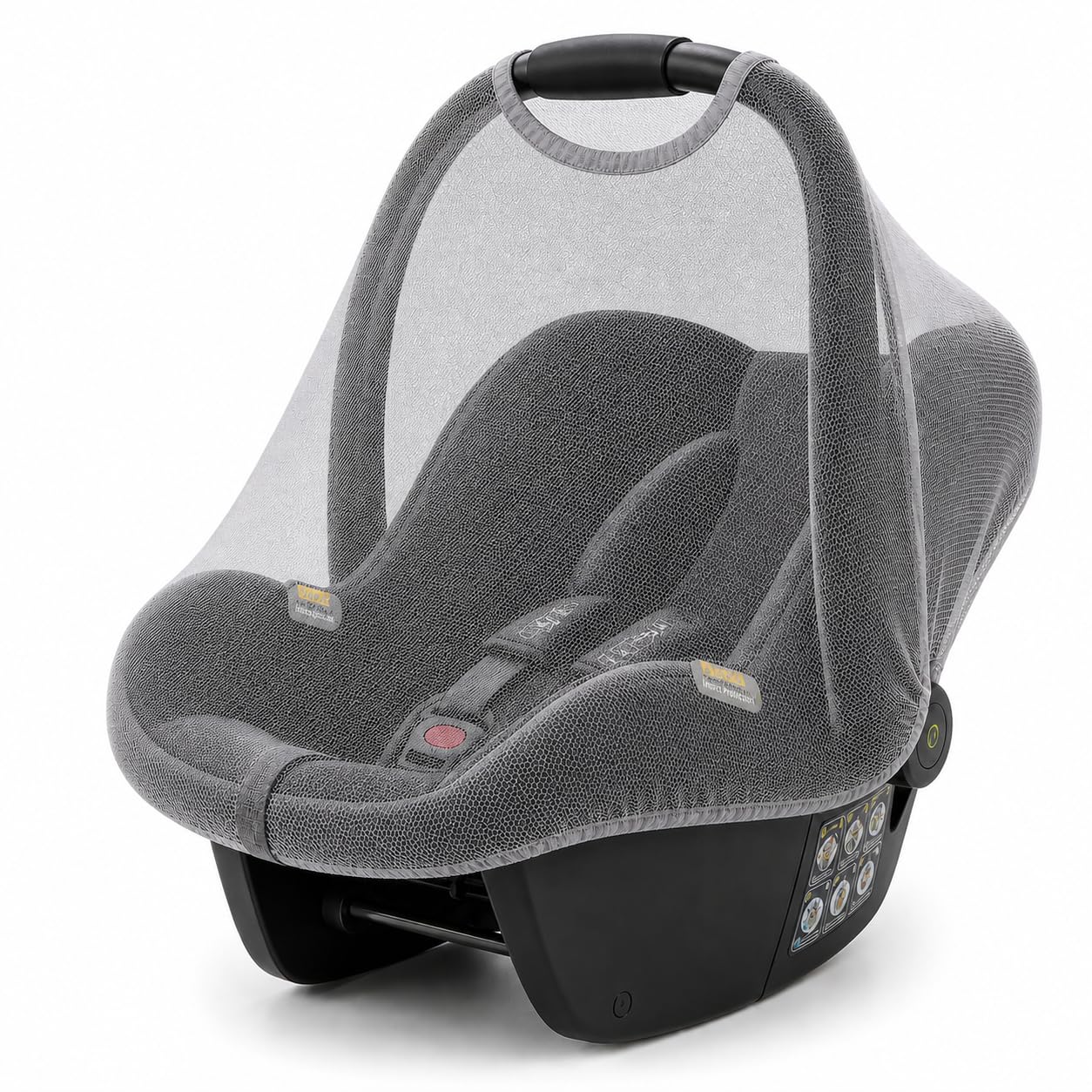 Universal Baby Car Seat Mosquito Net – Breathable Insect Bug Cover for 0+ Car Seats with Smart Handle Opening - Grey
