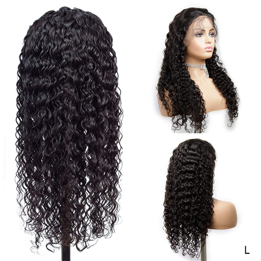 Perruques lace front synthétiques cheveux bouclés noirs style kinky pour femme afro 28 pouces