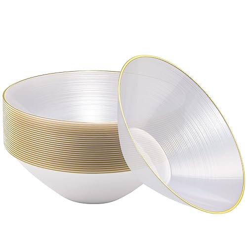 realluck 25 Pack 18oz Pearl White Gold Rim Water Ripple