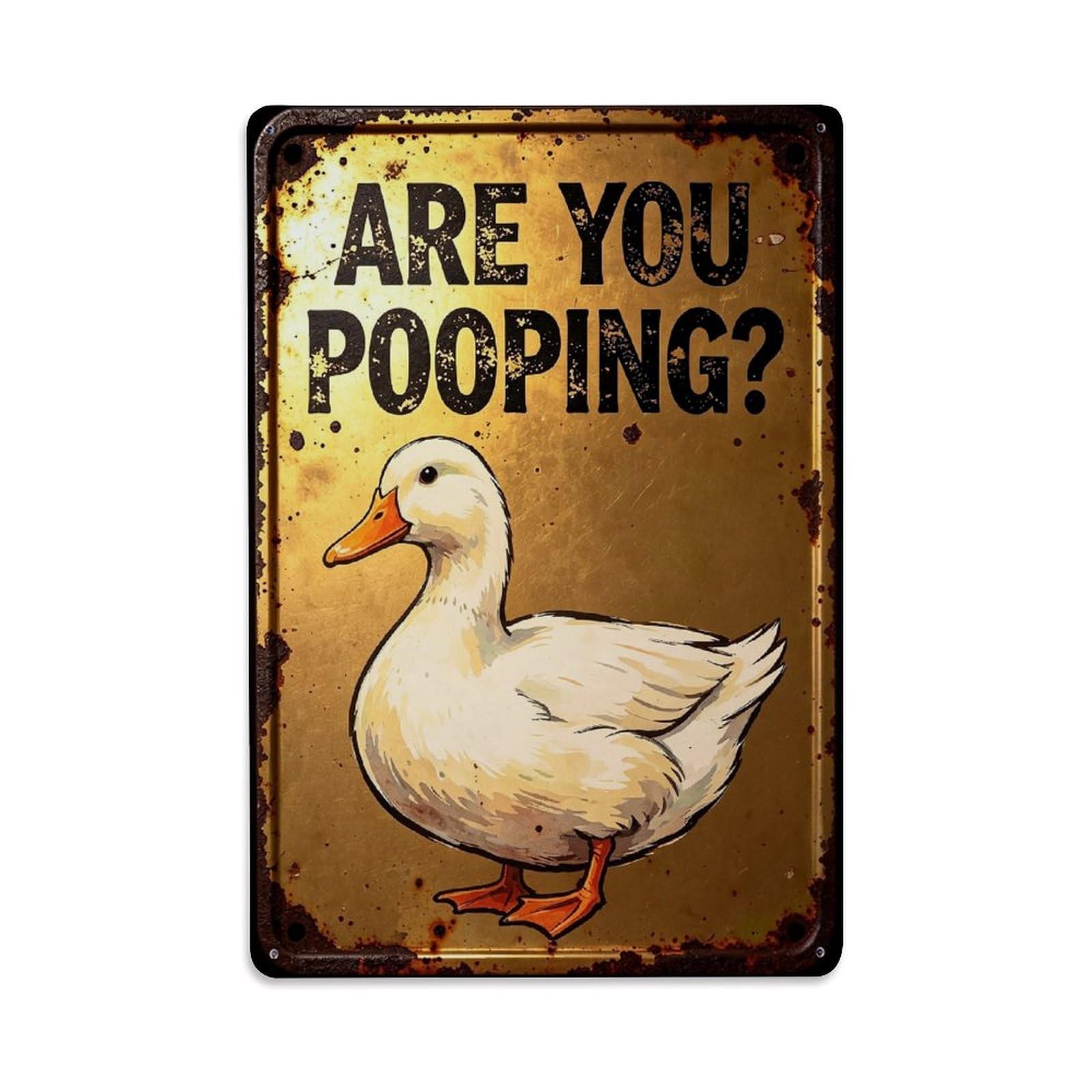 Jdfenggu Vintage Duck Pooping Sign Art Print Retro Metal Tin Sign, Decor Art Poster For Bar, Home, Man Cave, Kitchen, Laundry Room Gift 8X12inch