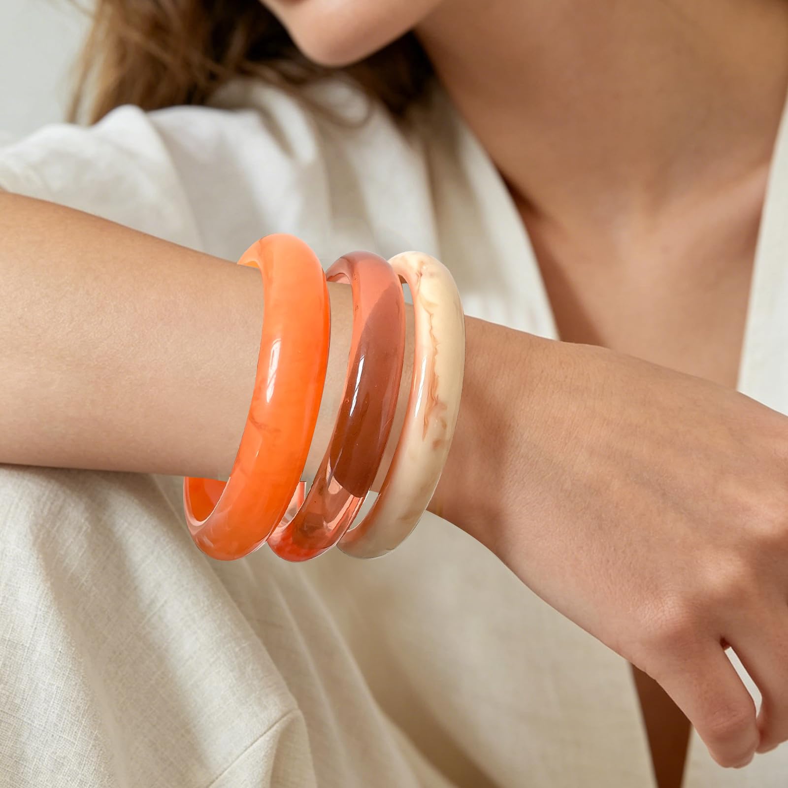 Bracelet Résine Femme, Bracelet en Résine Acrylique Empilable Manchette en Acrylique Bracelets Coloré en Résin Bracelets Cadeau pour Femme Fille