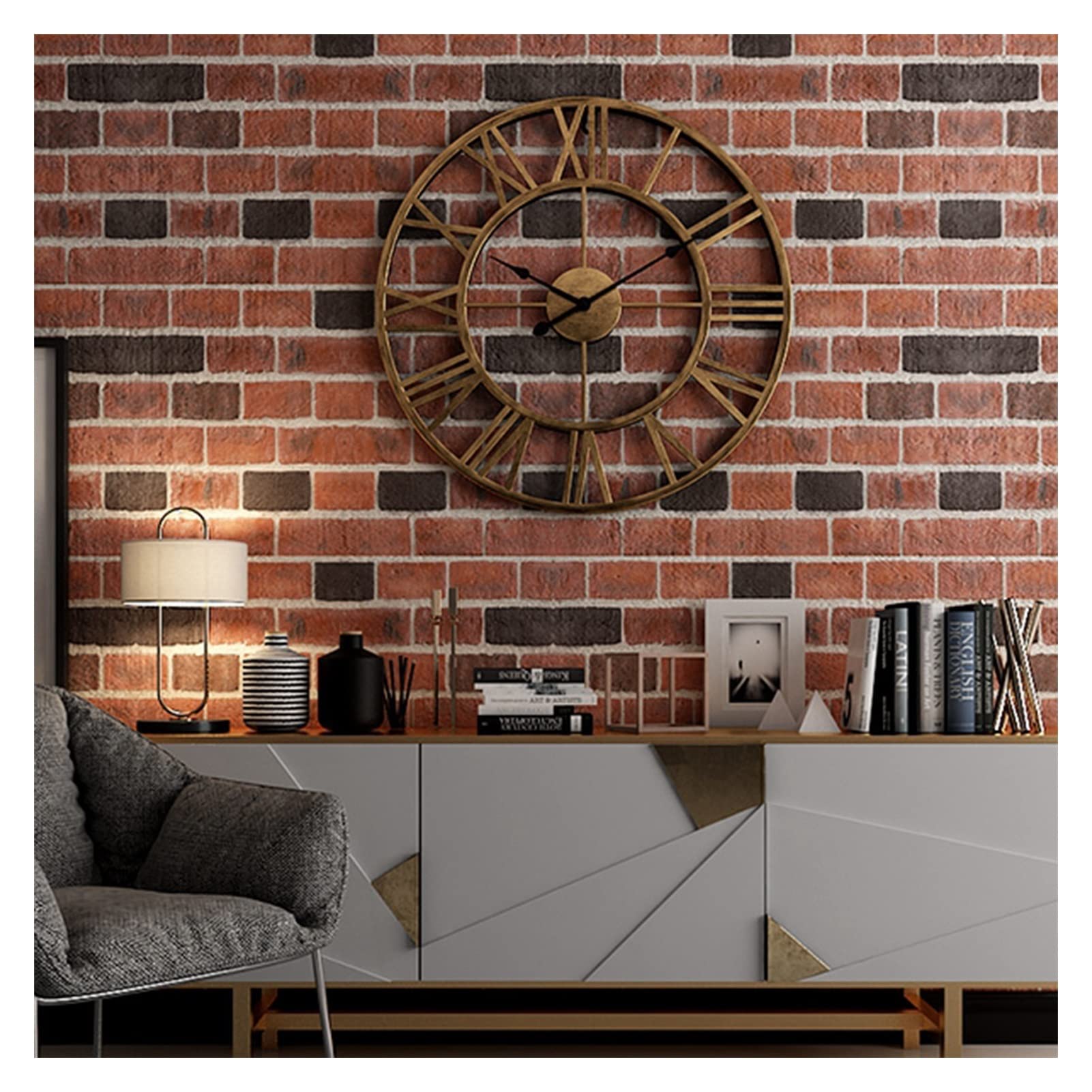 Saturey Relojes de Pared Metal Retro 6 0cm Reloj de Pared Grande Estéreo Número Romano Mute Reloj de Pared Decorativo Relojes de Pared Salon
