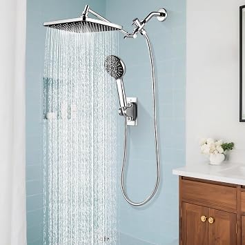 Rain Shower Head with Handheld Combo, Chrome Finish