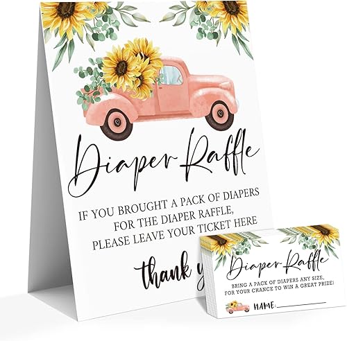 Miniatura 1 de Juego de rifa de pañales para baby shower, 1 letrero y 50 boletos para rifas de pañales, mariposas doradas lilas, decoraciones de juego para fiesta