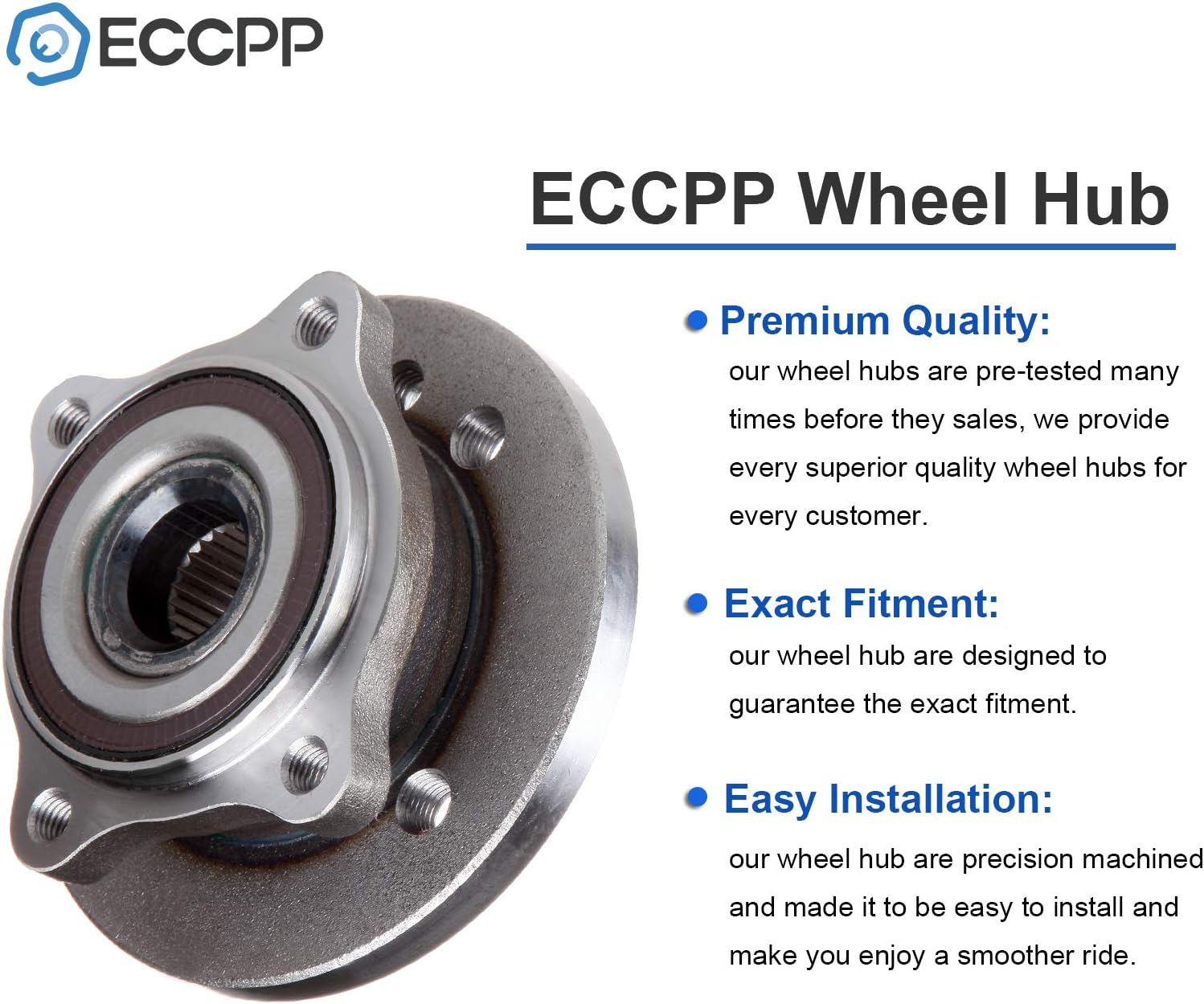 ECCPP Front 4 Lugs Wheel Bearing and Hub Assembly for 2002-2006 Mini Cooper Wheel Hub Bearings W/ABS 513226