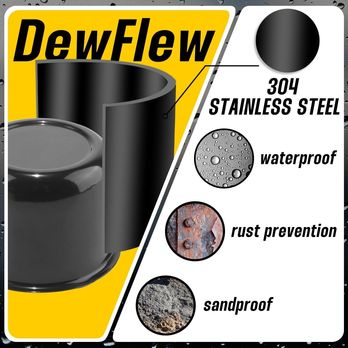 2Pcs 3.11" Push Through Wheel Center Caps Stainless Trailer Hub Cap for Truck SUV RV Wheel Rim (Fit 3.11" Bore 2.35" H High Gloss Black)