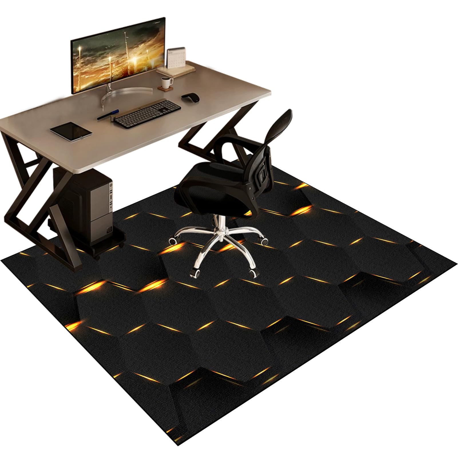 Computer Rolling Chair Mat for Carpets, Gaming Carpet Protector Chair Mat for Hardwood Floor, Floor Protector Rug Anti-Slip Floor Mat for Office Chair, 180 x 200 cm Desk Chair Mat for Wooden Floors