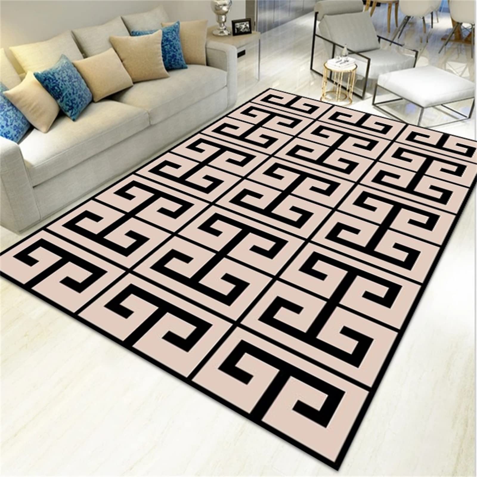 Tapis terrasse et salon multicolore pour une décoration géométrique et accueillante