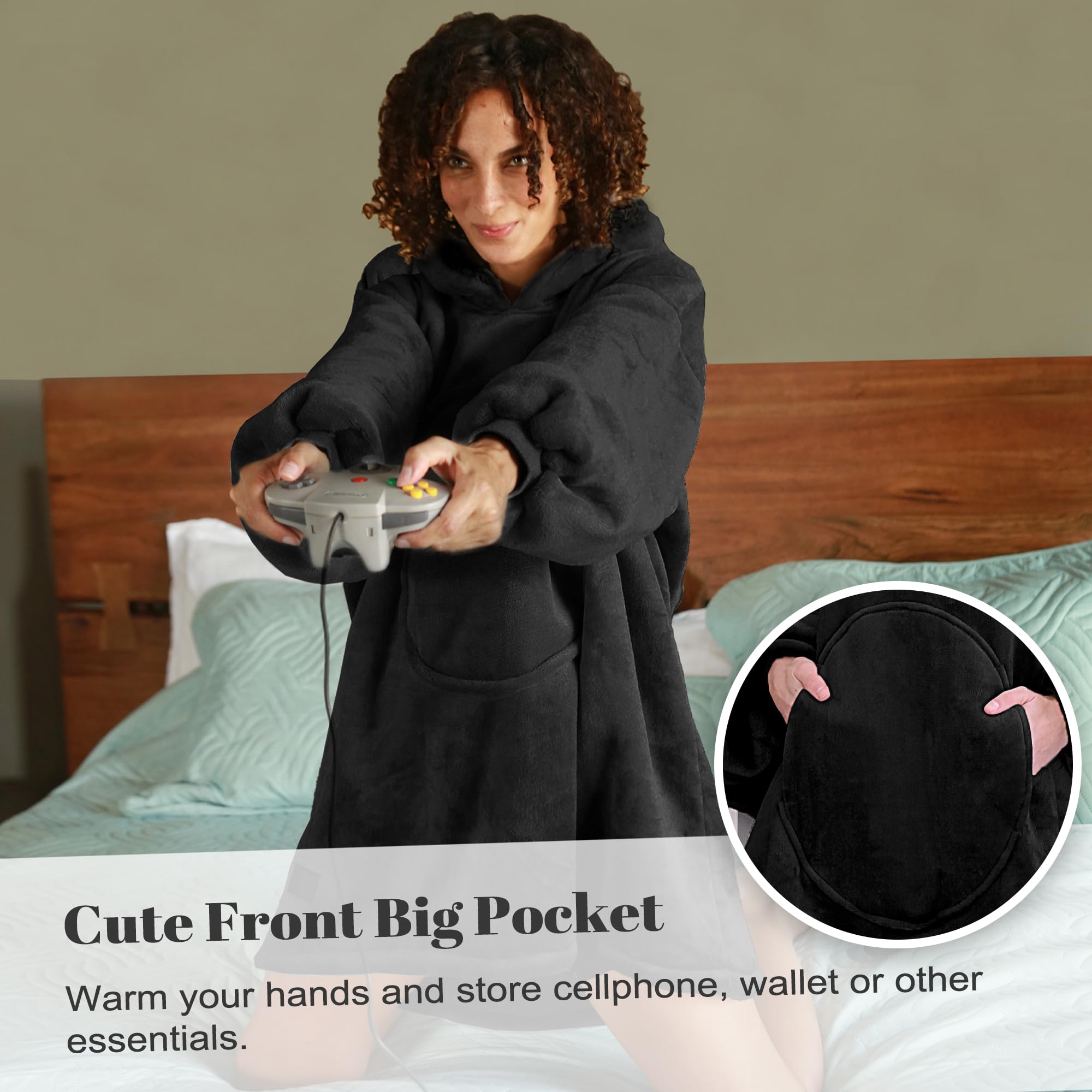 Catalonia Classy Oversized Sherpa Hoodie Koc, duża bluza z kapturem dla kobiet, miękkie przytulne ciepłe noszone koce z kapturem i przednią kieszenią dla dorosłych, nastolatków, dziewcząt i mężczyzn